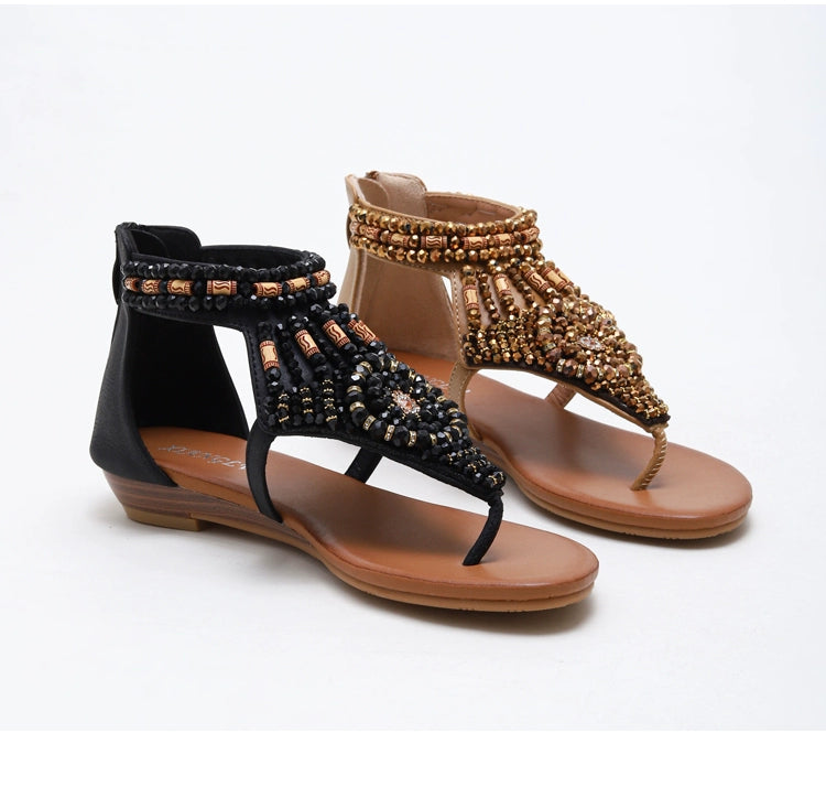 Ethnic Style Flip Toe Bohemian Beaded Retro Sandals