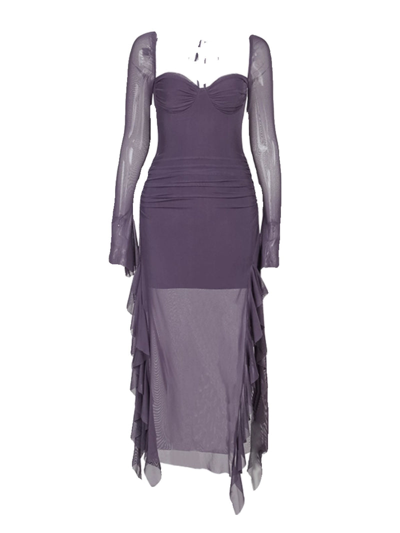 Sensual Plum Ruffle Dress