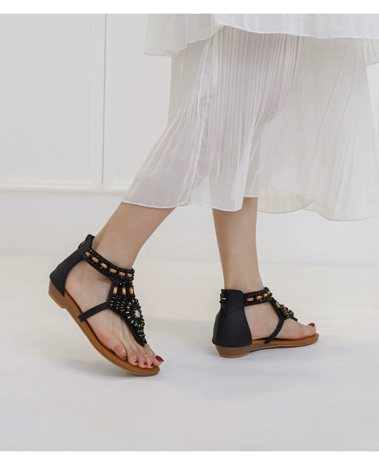 Ethnic Style Flip Toe Bohemian Beaded Retro Sandals