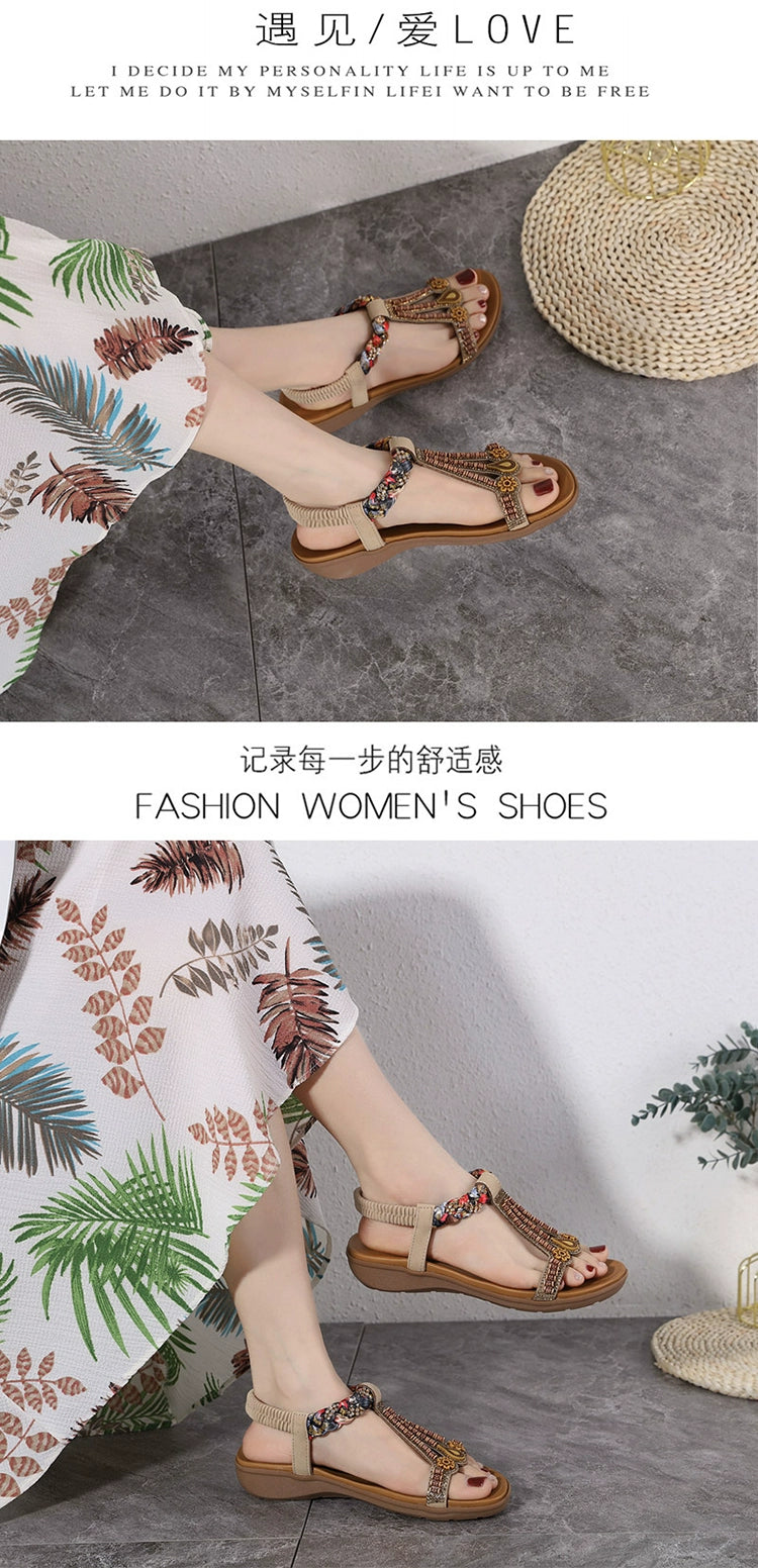 Bohemian Thick Sole Wedge Travel Sandals 41-43