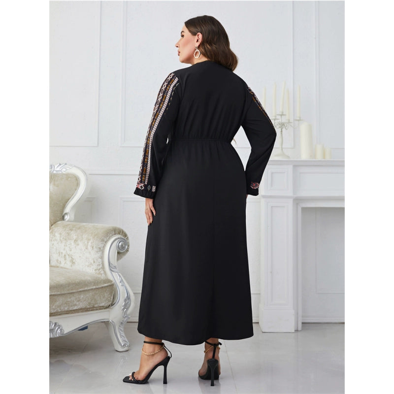 XL-4XL Women Dresses plus Size Ladies Skirt Embroidered Cinched plus Size Women Dress