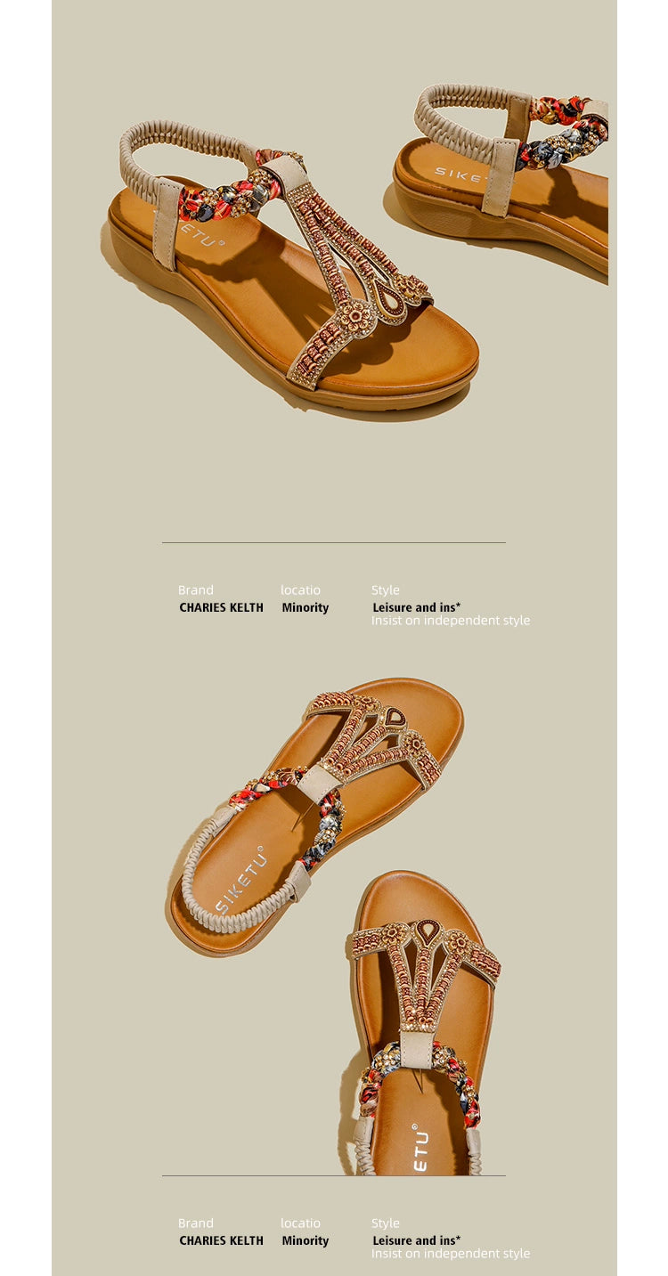 Bohemian Thick Sole Wedge Travel Sandals 41-43