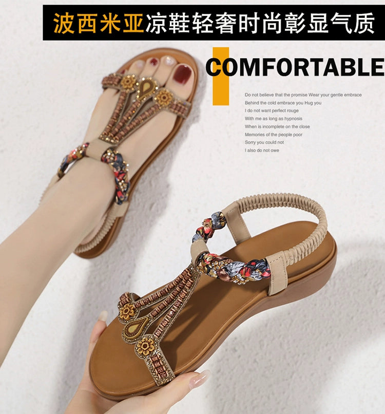 Bohemian Thick Sole Wedge Travel Sandals 41-43