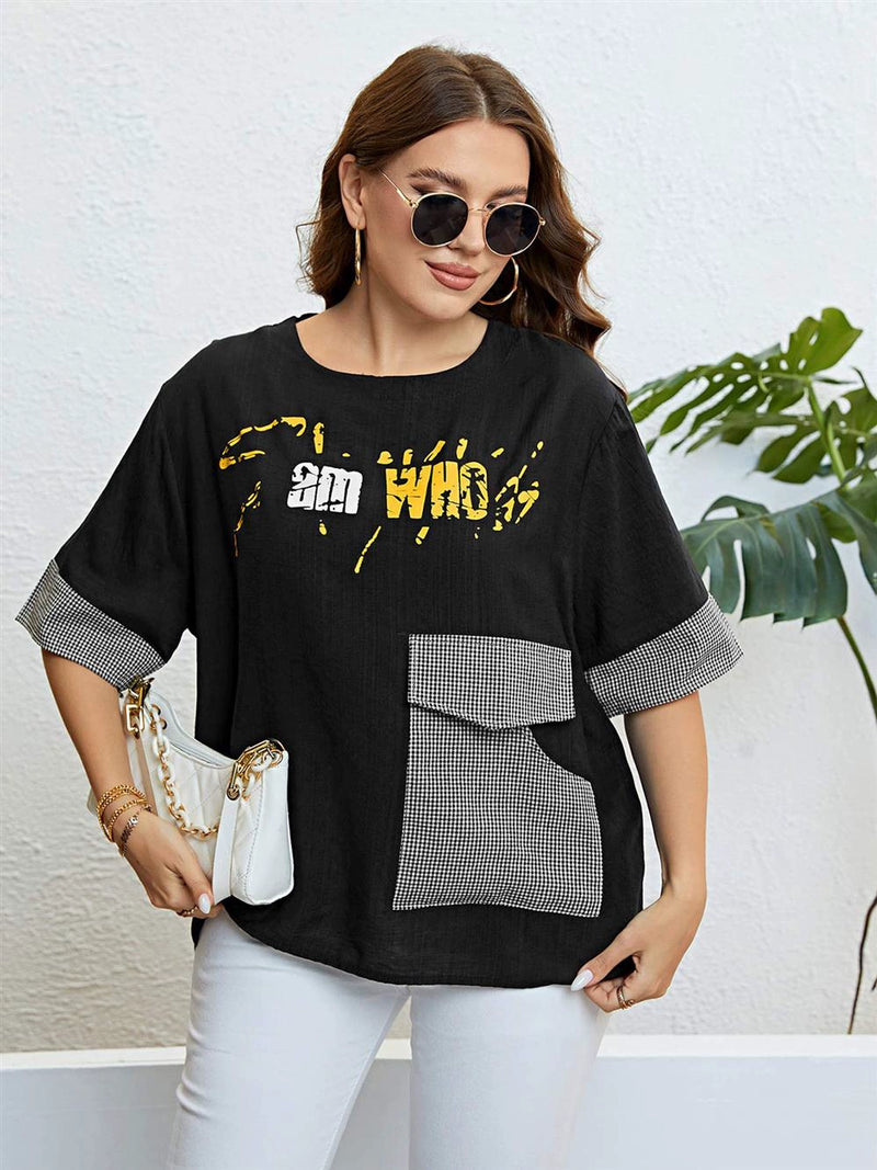 Summer plus Size Women Loose Tops Casual Pocket Blouse Loose