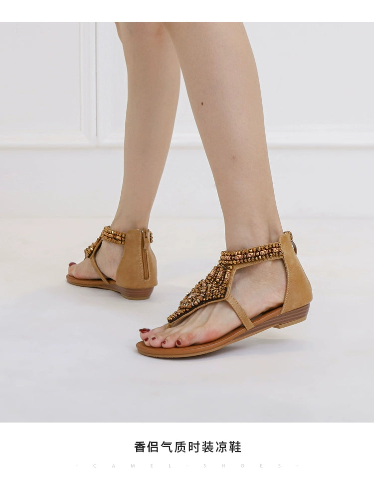 Ethnic Style Flip Toe Bohemian Beaded Retro Sandals