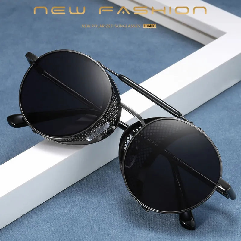 Steampunk Unisex Retro Metal Sunglasses: Luxury Brand UV400