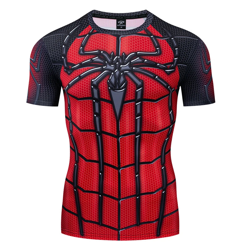 Spider Print Men's Sports Tee: Quick-Dry, Street Style