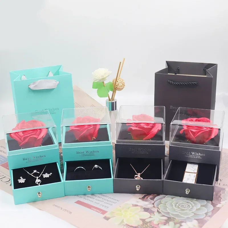 Eternal Rose Jewelry Gift Box: Wedding & Christmas Display Case