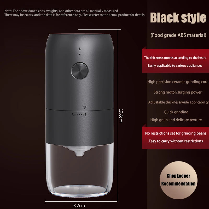 Portable Electric Coffee Bean Grinder: USB Rechargeable