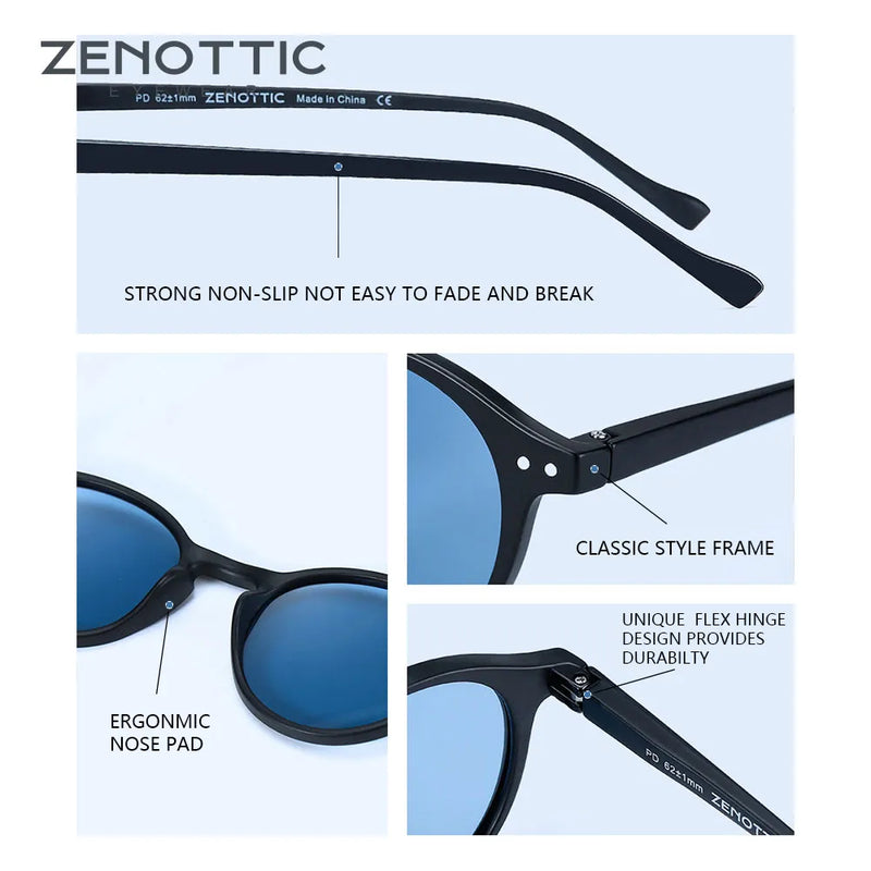 ZENOTTIC Retro Polarized Sunglasses: 2023 Unisex Vintage Round Frame