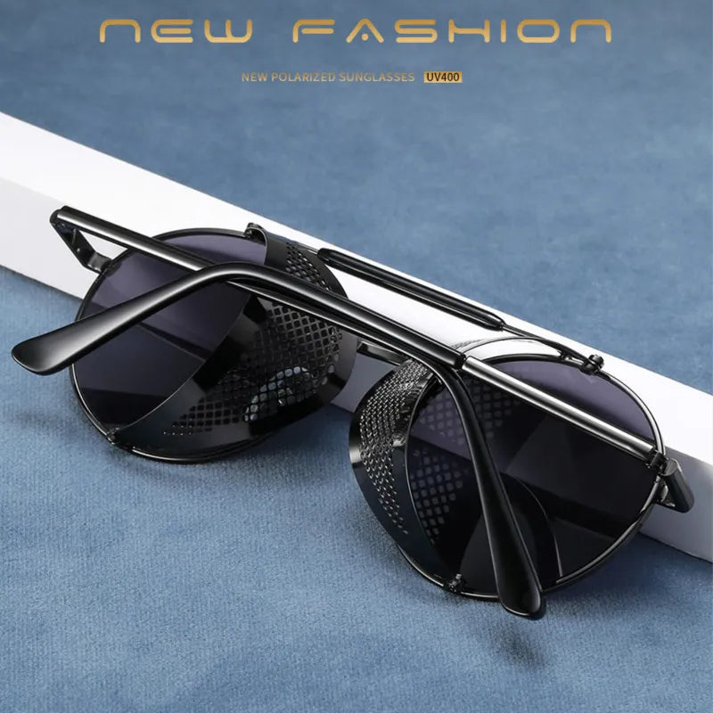 Steampunk Unisex Retro Metal Sunglasses: Luxury Brand UV400