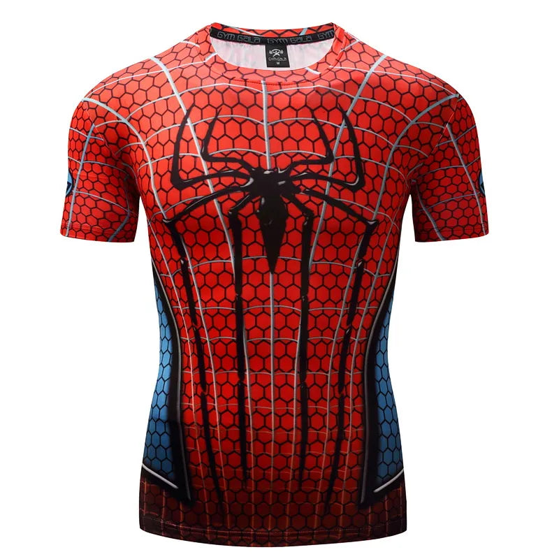 Spider Print Men's Sports Tee: Quick-Dry, Street Style