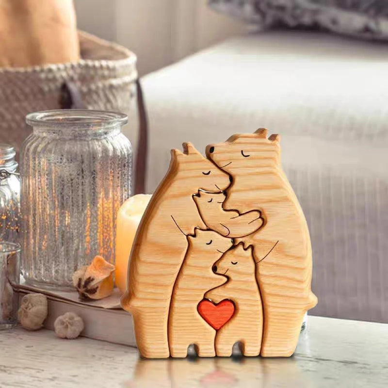 Personalized Bear Family Wooden Puzzle: DIY Desk Decor