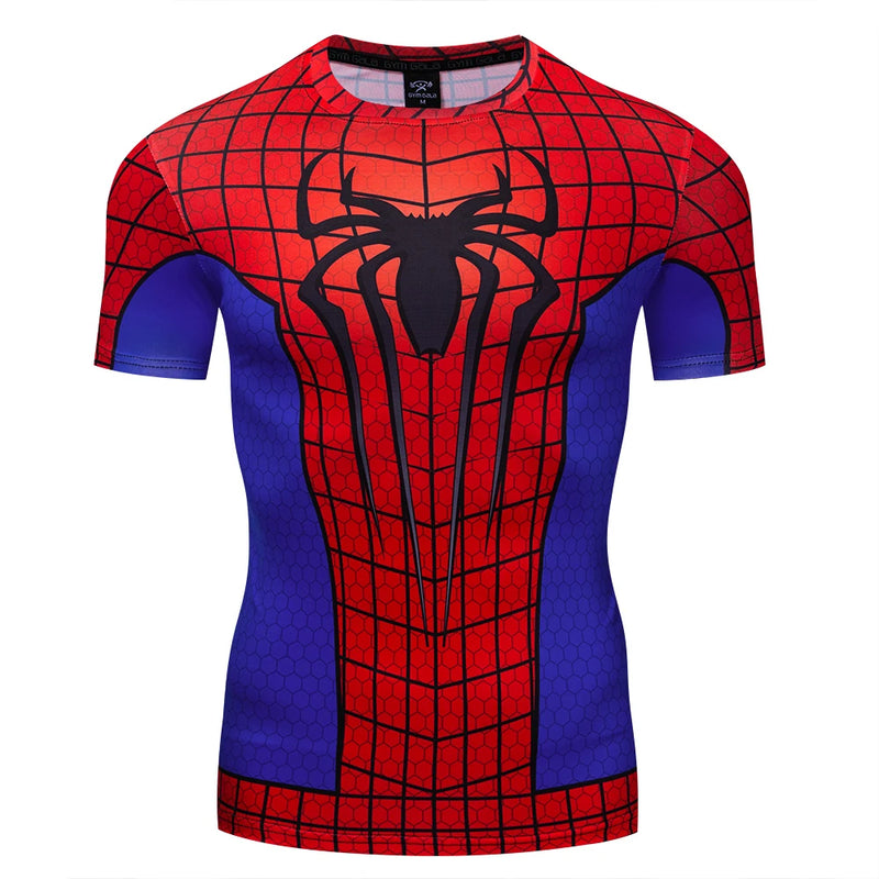 Spider Print Men's Sports Tee: Quick-Dry, Street Style