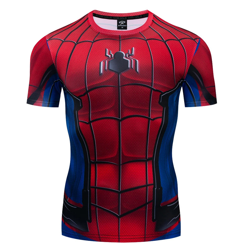 Spider Print Men's Sports Tee: Quick-Dry, Street Style