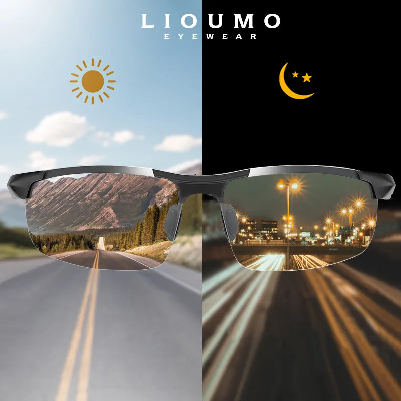 LIOUMO Aluminum Frame Outdoor Photochromic Polarized Glasses