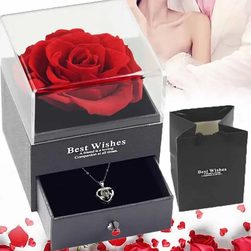 Eternal Rose Jewelry Gift Box: Wedding & Christmas Display Case