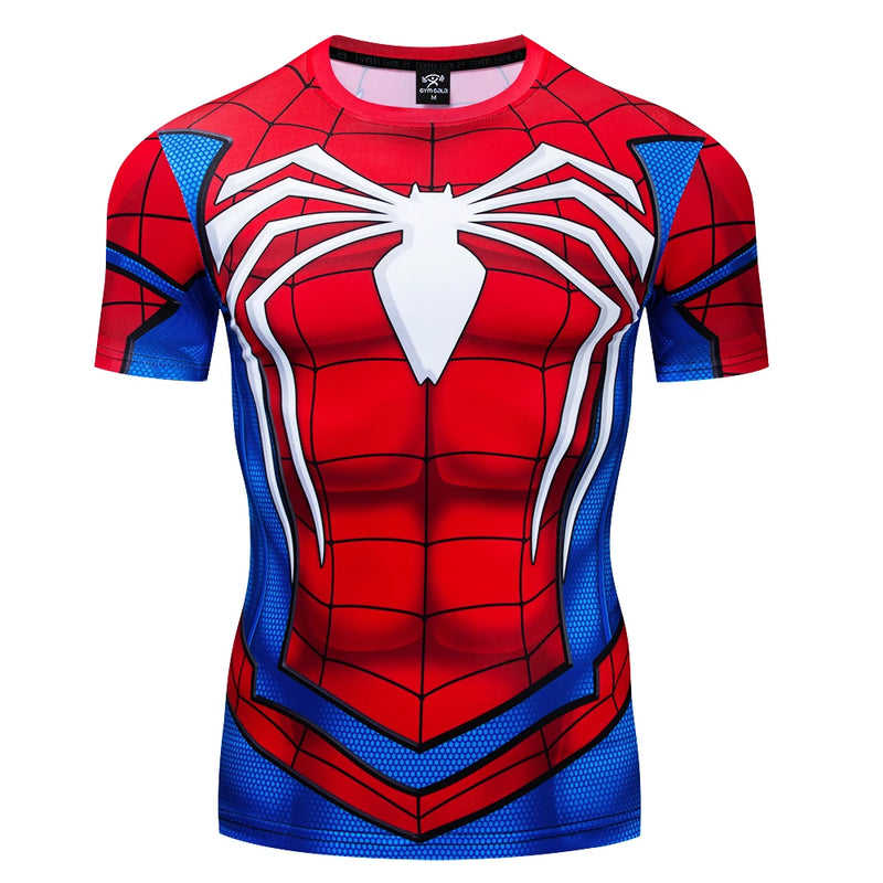 Spider Print Men's Sports Tee: Quick-Dry, Street Style