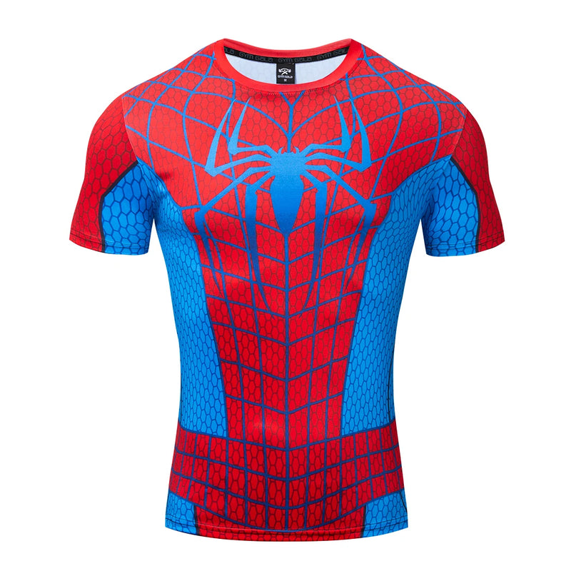 Spider Print Men's Sports Tee: Quick-Dry, Street Style