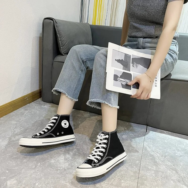 2023 Summer White Canvas Sneakers: Korean Retro Fashion