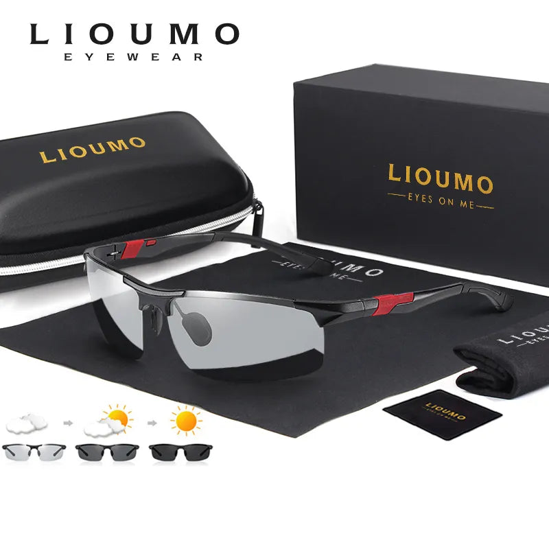 LIOUMO Aluminum Frame Outdoor Photochromic Polarized Glasses