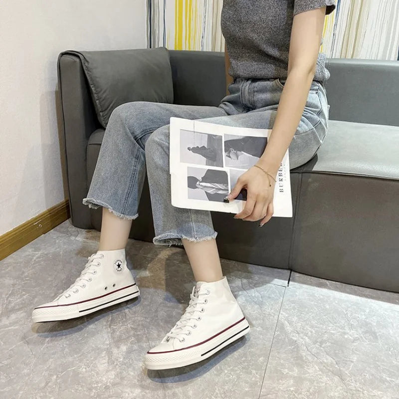 2023 Summer White Canvas Sneakers: Korean Retro Fashion